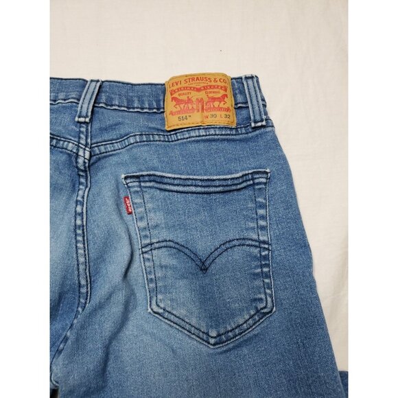 Levis 514 Straight Leg Jeans Men's 30x32 Medium Wash Blue Denim Vintage Stretch - Picture 7 of 10